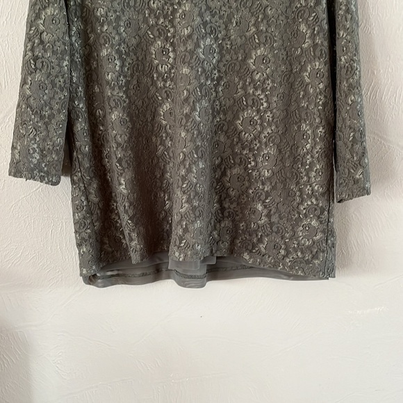 Motto Floral Lace Top Green Sheer Lined Three Quarter Sleeves Size XL - Picture 3 of 14